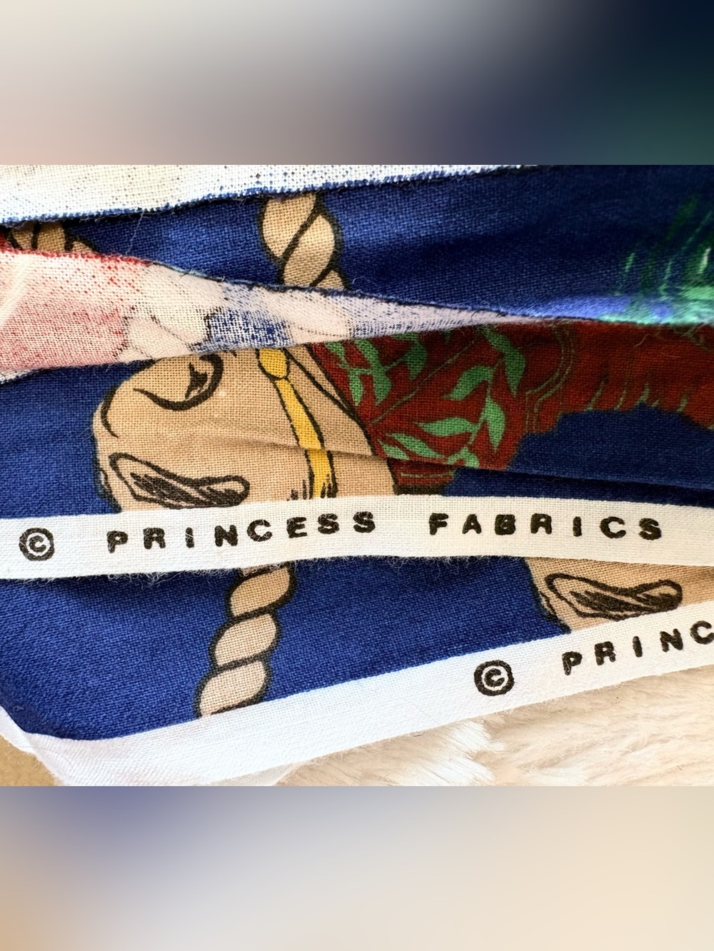 Vintage Princess Fabrics Cowboy Rodeo Western Fabric ~ 2 Yards - Picture 7 of 7